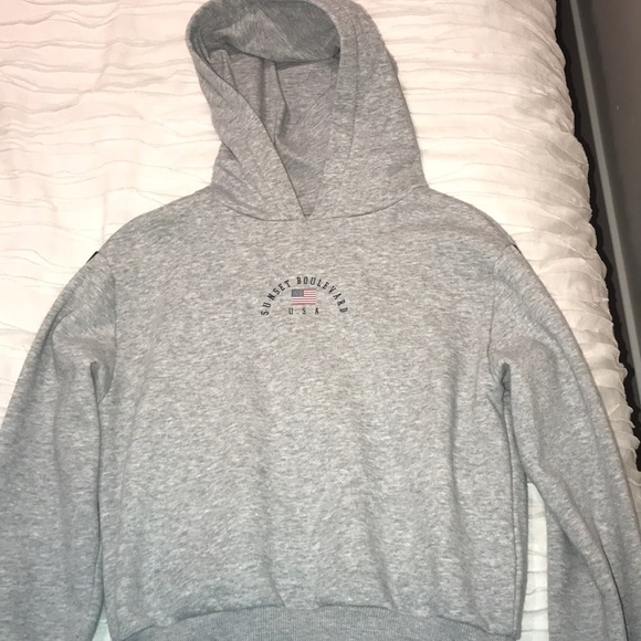 Grey hoodie with blue white and red on sides! - Picture 1 of 3